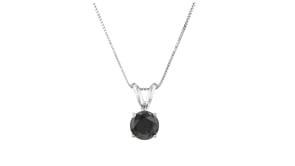 1.00 Carat Black Diamond Solitaire Necklace in 14kt White Gold
