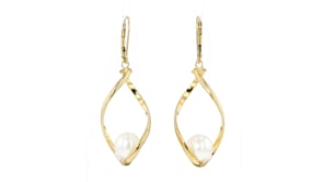 8.5-9mm Cultured Pearl Twisted Drop Earrings in 14kt Yellow Gold