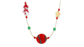 Italian Multicolored Murano Glass Bead Christmas Necklace