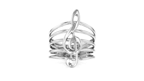 Italian Sterling Silver Treble Clef Ring
