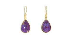 Purple Turquoise Jewelry Set: Necklace and Drop Earrings in 18kt Gold Over Sterling