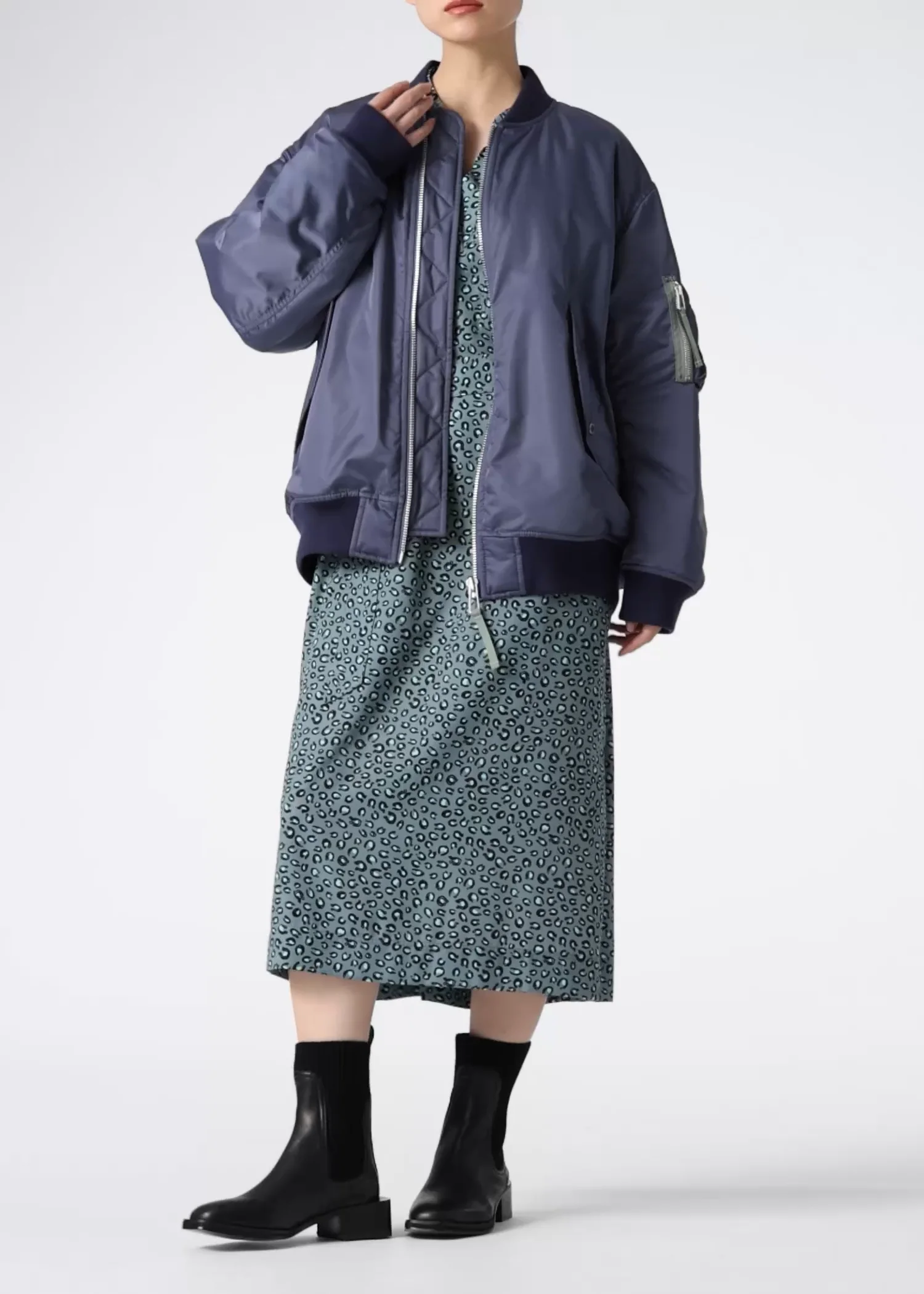 ウィメンズ オーバーサイジング MA-1 ブルゾン（ダークブルー