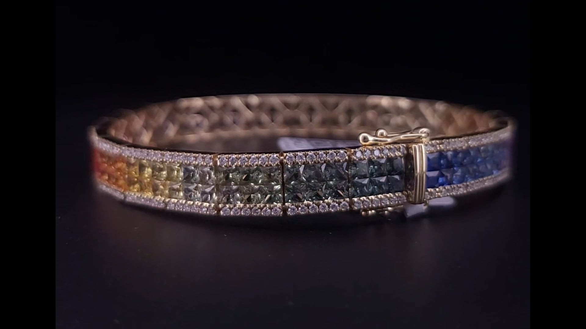 Bracelet En Or 18 Carats Avec Saphirs Et Diamants (0,12 Ct) - Poids 12,61g - Occasion