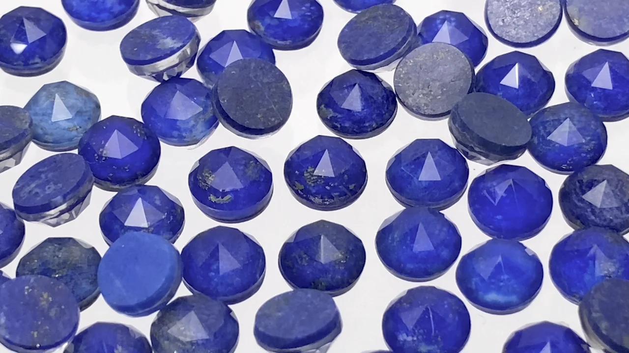 ラピスラズリ×クリスタル ラウンド ローズカット6×6mm 4個｜天然石