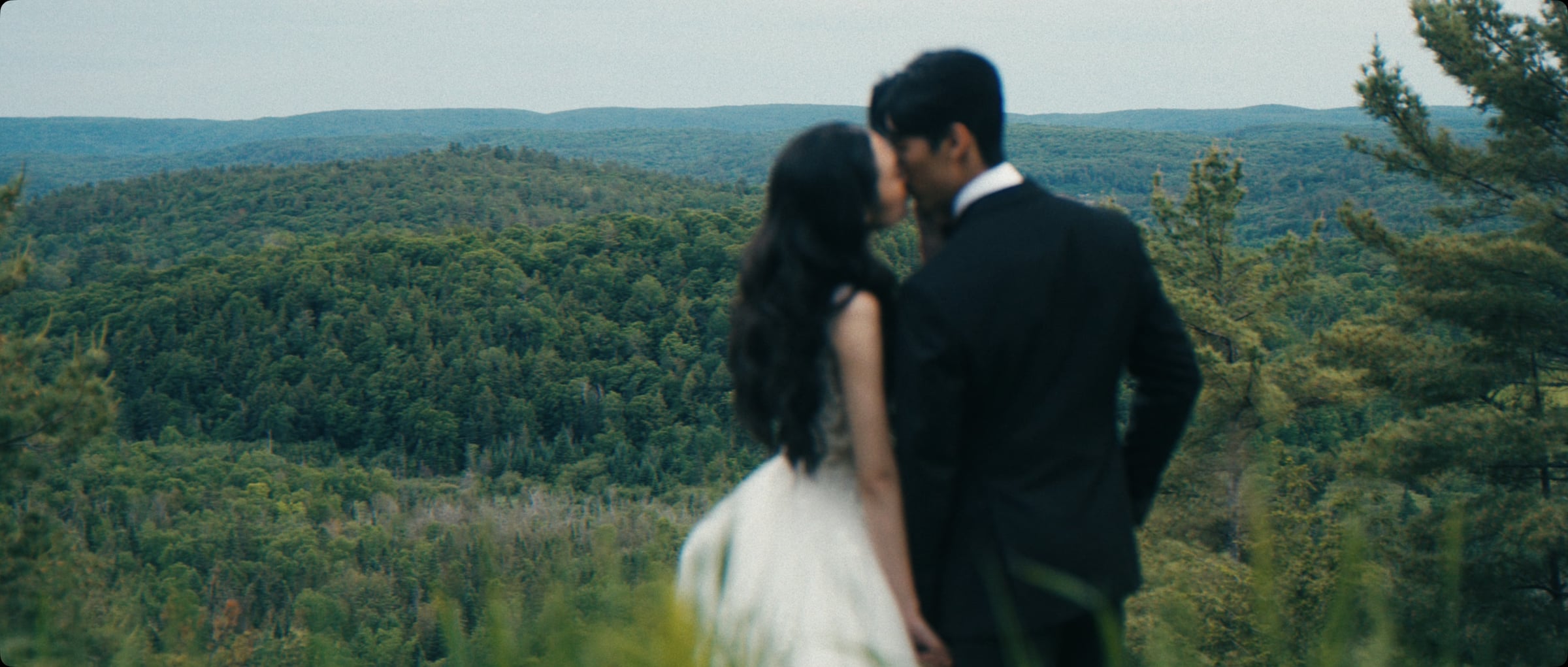 Annie and Dion overlooking the Gatineau Hills at Le Belvédère