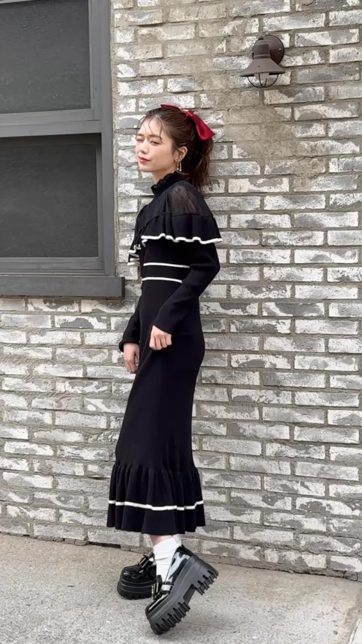 配色マーメイドロングニットワンピース | Rlab store