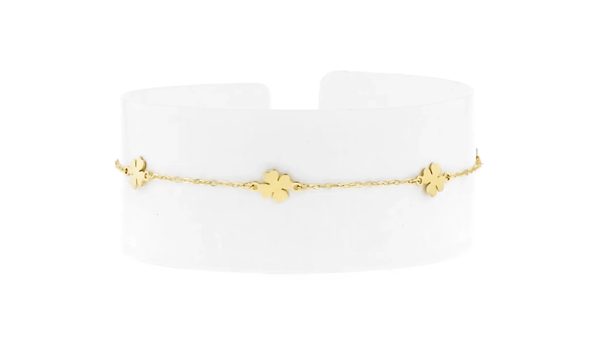 Italian 10kt Yellow Gold Clover Station Bracelet. 6.5