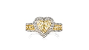 .60 ct. t.w. White and Yellow Diamond Heart Ring in Sterling Silver and 18kt Gold Over Sterling