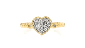 .20 ct. t.w. Diamond Heart Beaded Ring in 18kt Gold Over Sterling