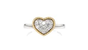.25 ct. t.w. Pave Diamond Heart Ring in Sterling Silver and 14kt Yellow Gold