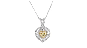 .75 ct. t.w. Yellow and White Diamond Heart Pendant Necklace in Sterling Silver