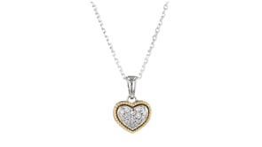 .25 ct. t.w. Pave Diamond Heart Pendant Necklace in Sterling Silver and 14kt Yellow Gold