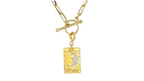 18kt Gold Over Sterling The Moon Tarot Card Charm with .10 ct. t.w. Diamonds