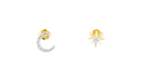 .10 ct. t.w. Diamond Moon and Star Mismatched Earrings in 18kt Gold Over Sterling