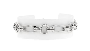 Sterling Silver Rectangular and Circle-Link Bracelet
