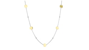 Sterling Silver and 18kt Gold Over Sterling Bead and Disc Station Necklace