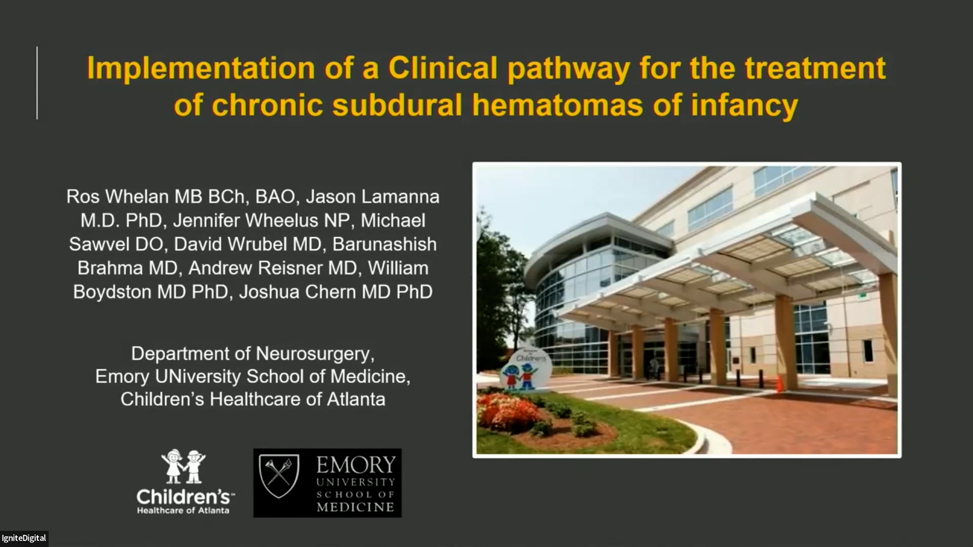 Implementation of Clinical Pathway for the Treatment of Chronic Subdural Hematomas of Infancy