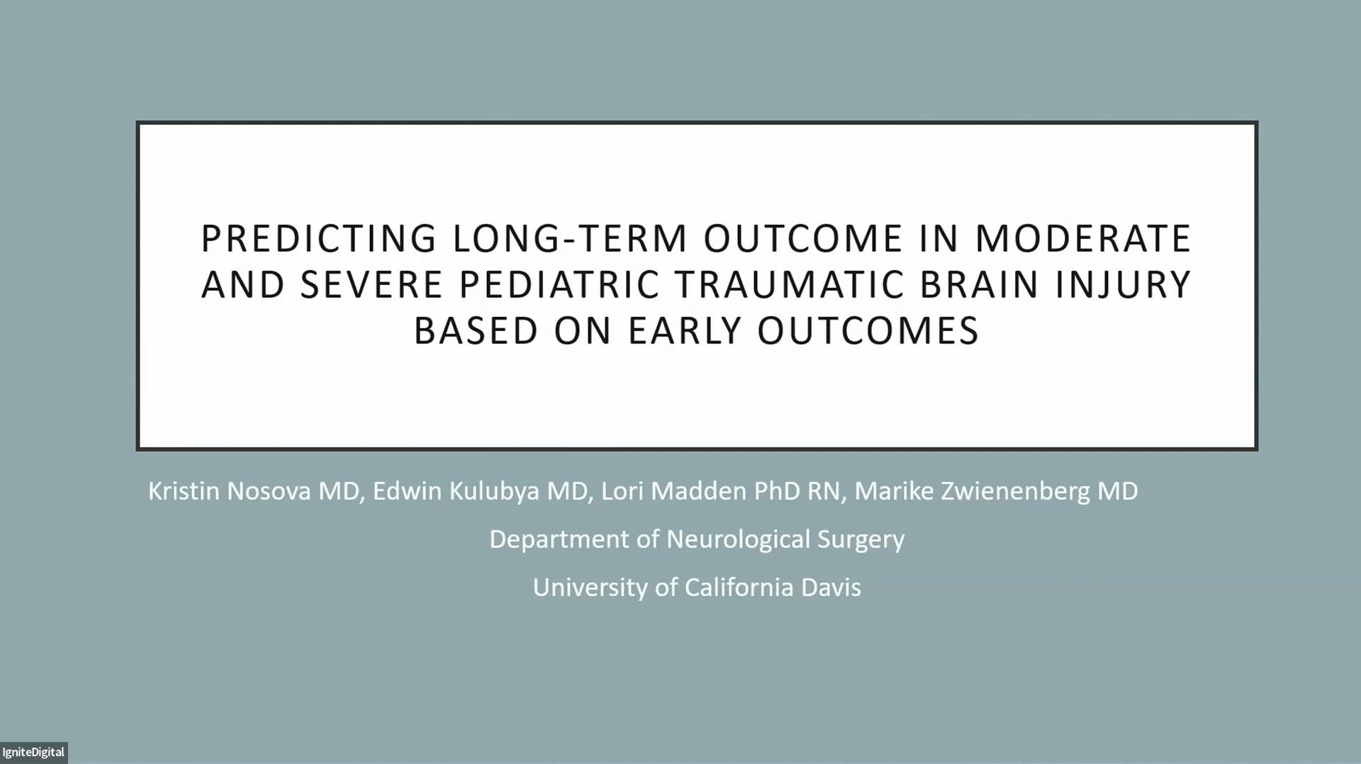 Predicting Long-term Outcome in Moderate and Severe Pediatric Traumatic Brain Injury Based on Early Outcomes