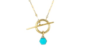 Turquoise Geometric Charm in 14kt Yellow Gold