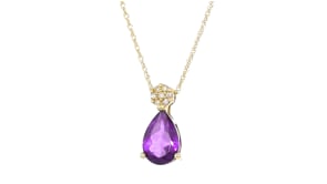 1.20 Carat Amethyst Pendant Necklace with Diamonds in 10kt Yellow Gold