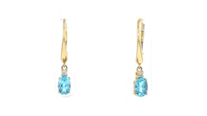 1.10 ct. t.w. Swiss Blue Topaz Drop Earrings with Diamonds in 10kt Yellow Gold