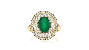 1.90 Carat Emerald Ring with 1.00 ct. t.w. White Topaz in 18kt Gold Over Sterling