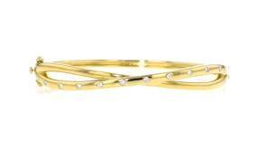 .25 ct. t.w. Lab-Grown Diamond Crisscross Bangle Bracelet in 18kt Gold Over Sterling