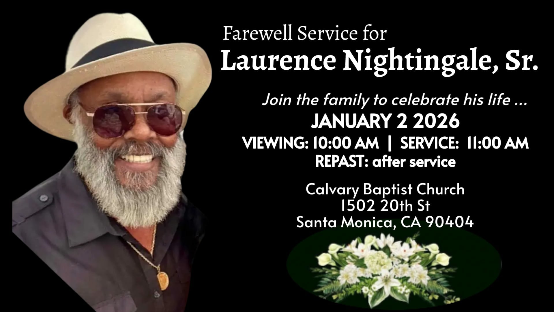 Funeral Service of Laurence Nightingale_ Calvary Baptist Church, Santa Monica