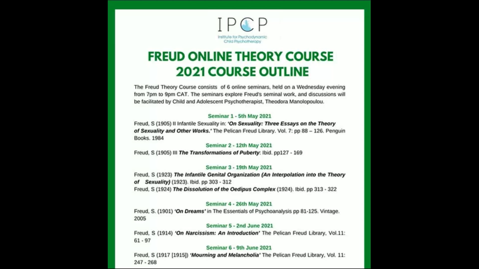 Freud Theory Course 2021: Seminar 5