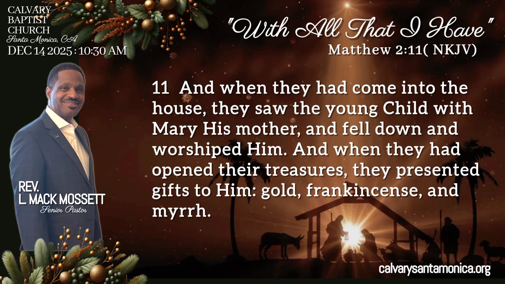 DEC 14 2025 Calvary Baptist Church, Santa Monica