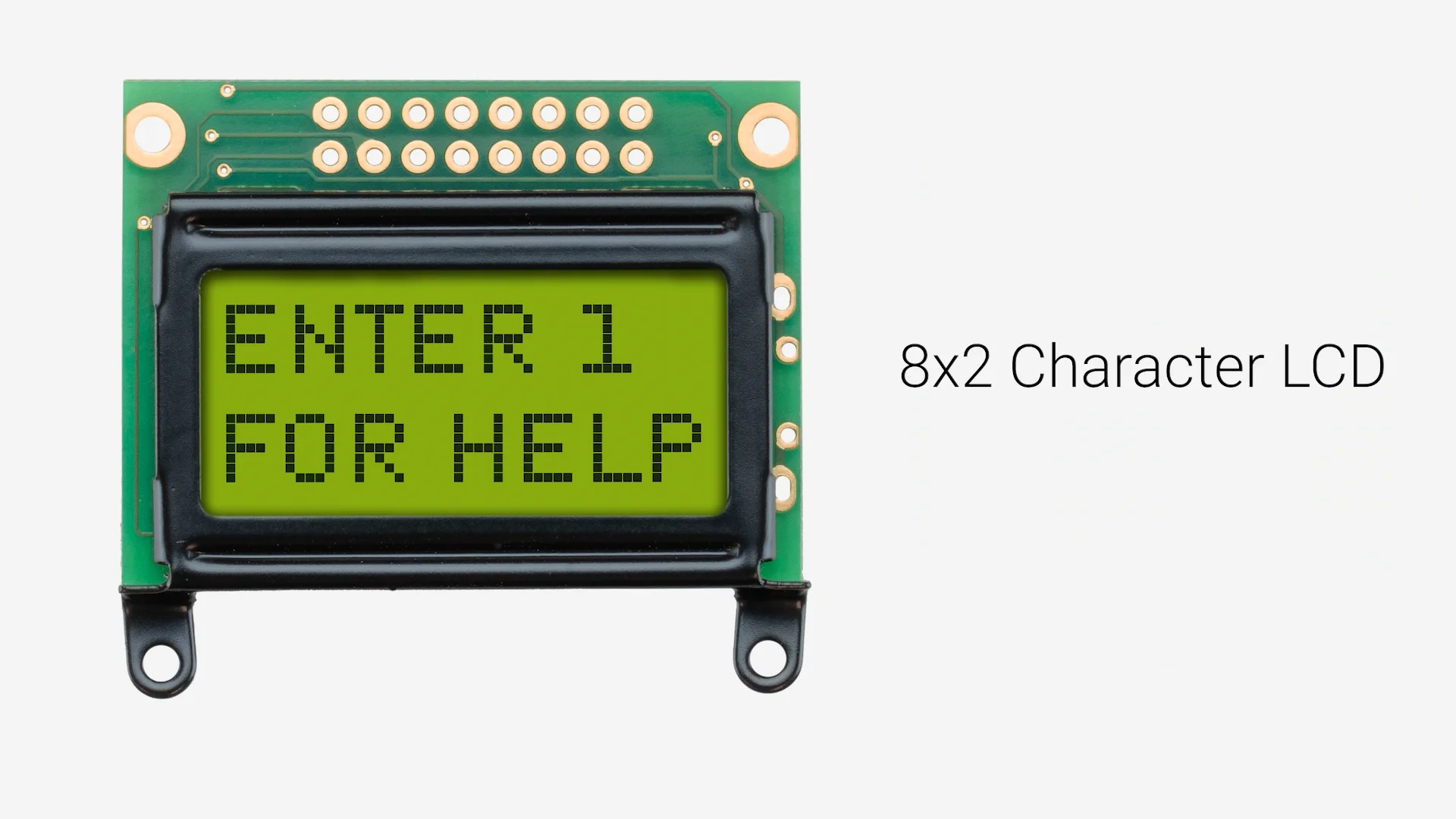 もこページ 8x2 Character LCD STN+ Yellow/Green Display with No Backlight 3.3V