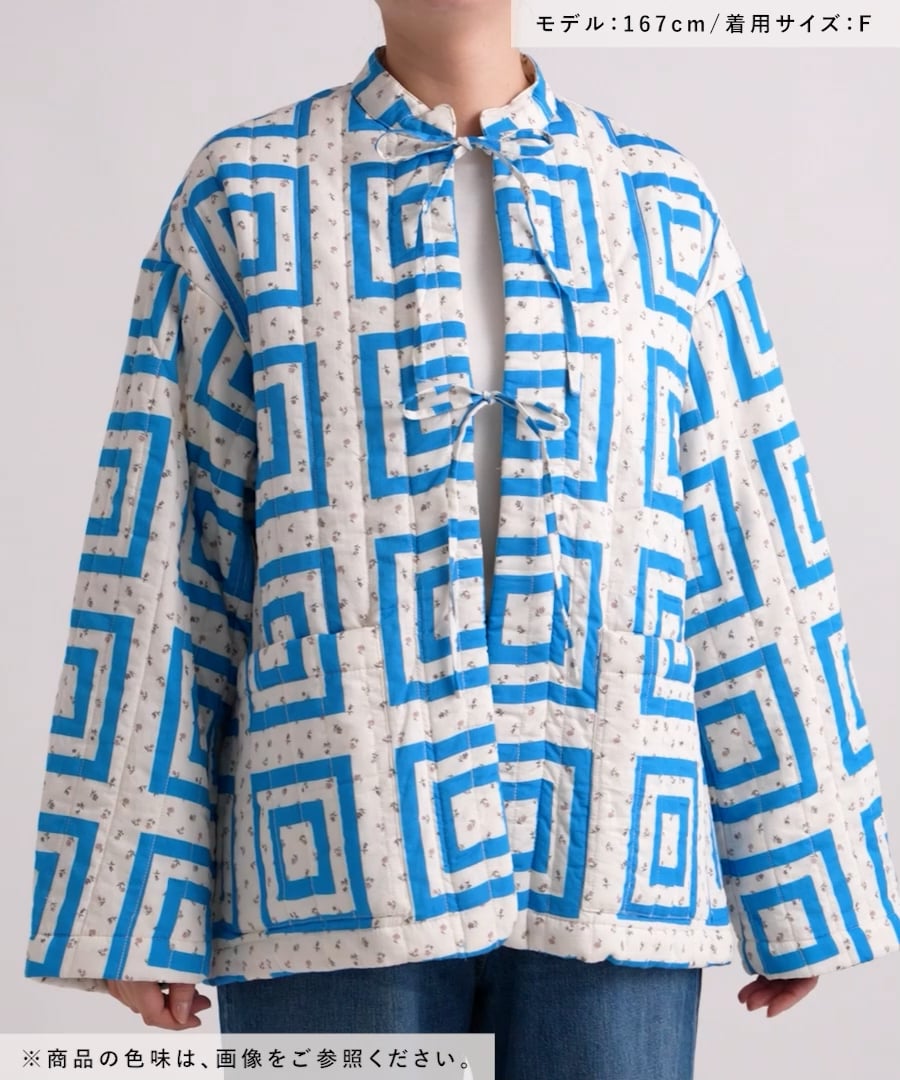 ニコアンド　INDIA IS BEAUTIFUL　柄キルトロングジャケット ニコアンド INDIA IS BEAUTIFUL 柄キルトロングジャケット - メルカリ