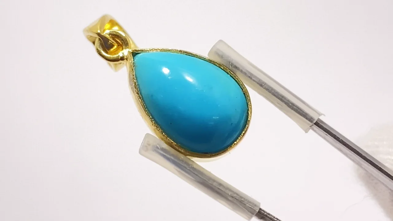 動画】【1点もの】キングマンターコイズAAA- ペンダントトップ 18KGP製