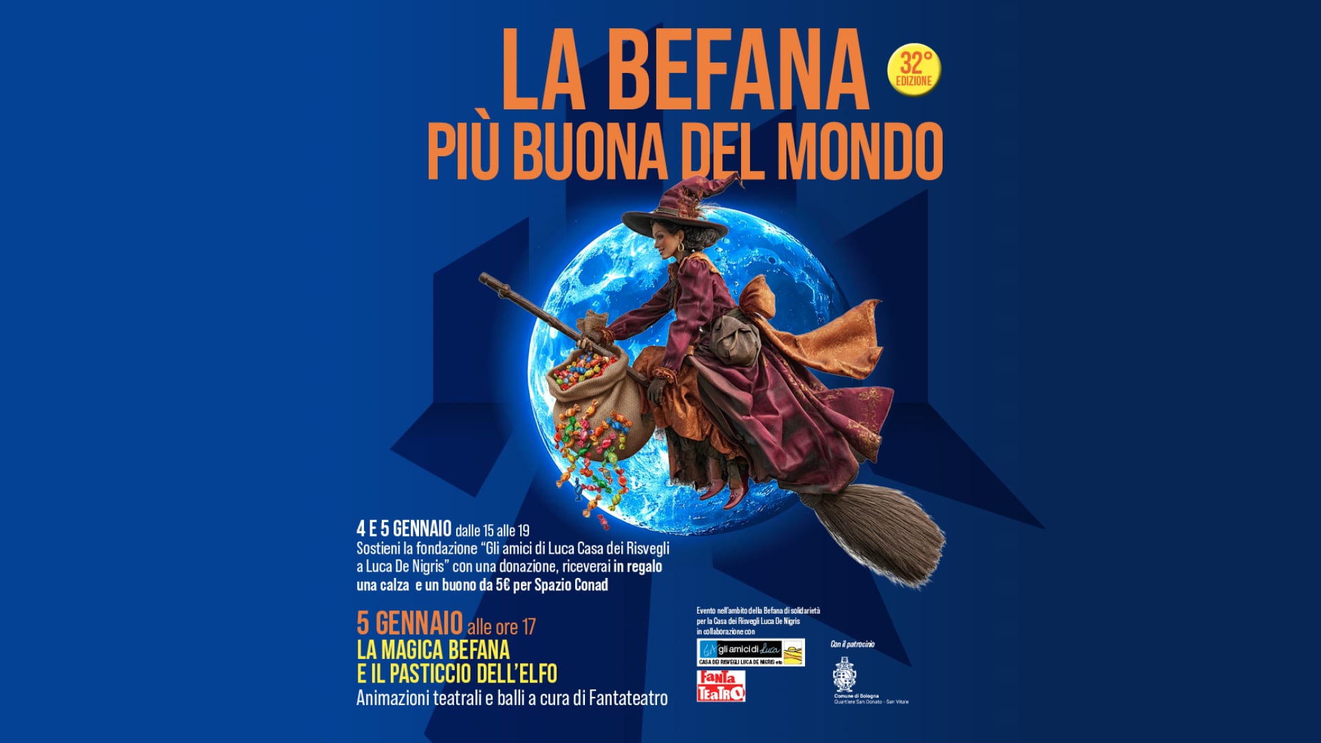 La Befana di Bologna è la più buona del mondo al Centro Commerciale Via Larga