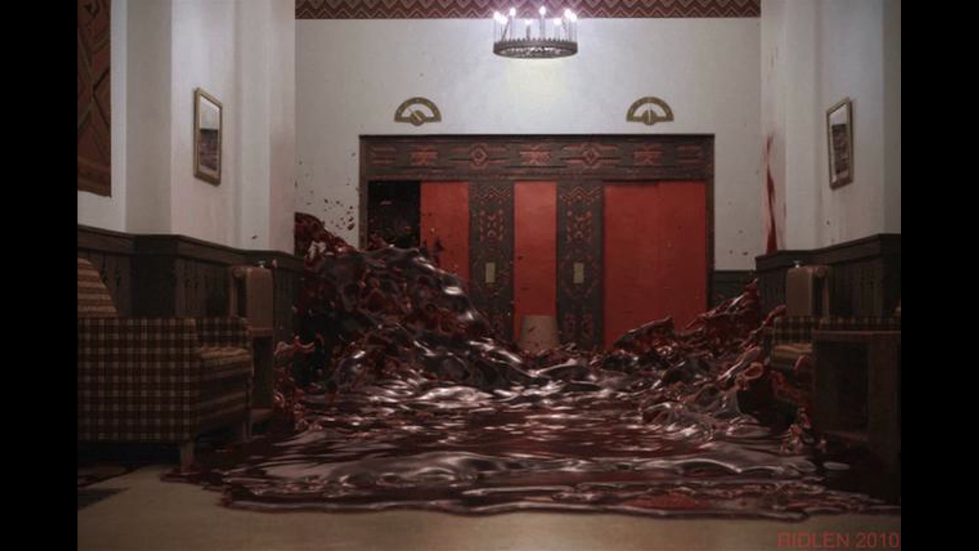 The Shining 'Blood Elevator' recreated with RealFlow & Lightwave