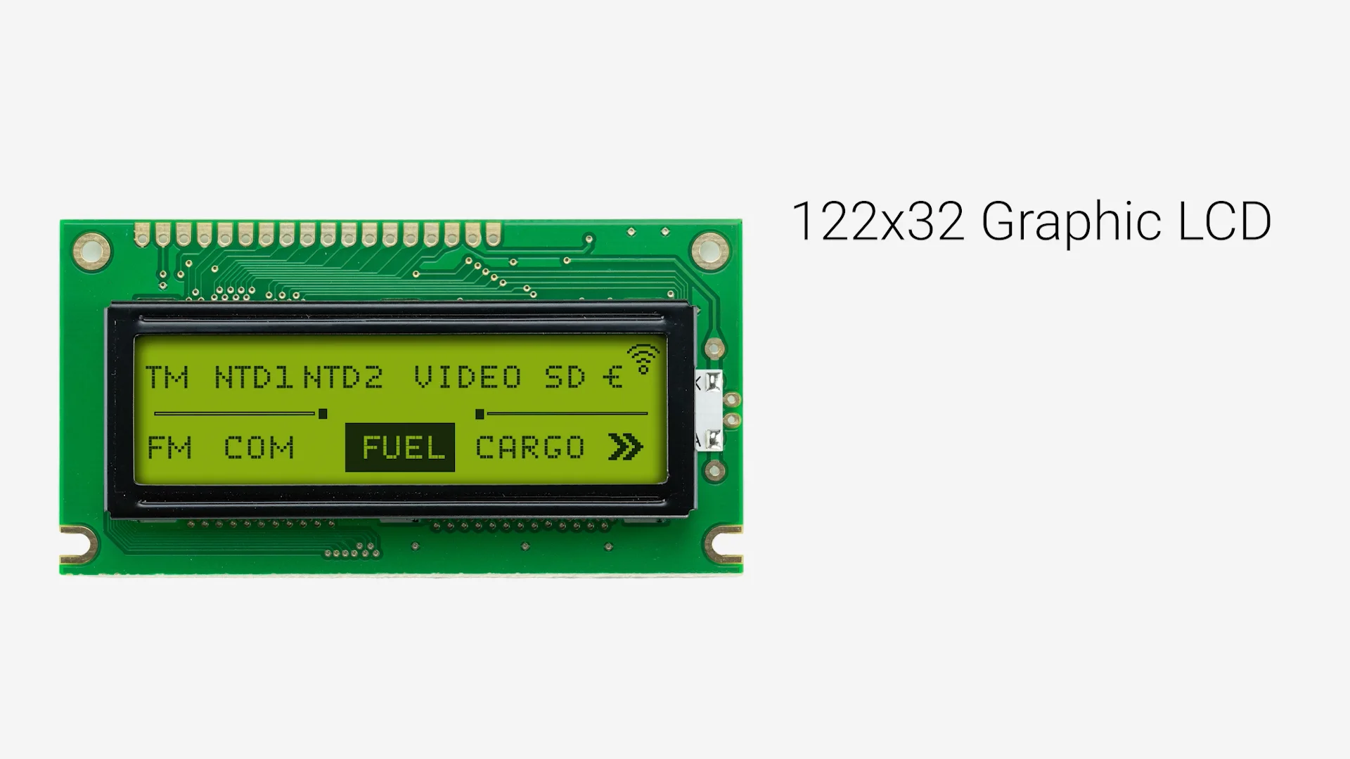 122x32 Graphic LCD Module | STN+ Yellow-Green Display with Yellow