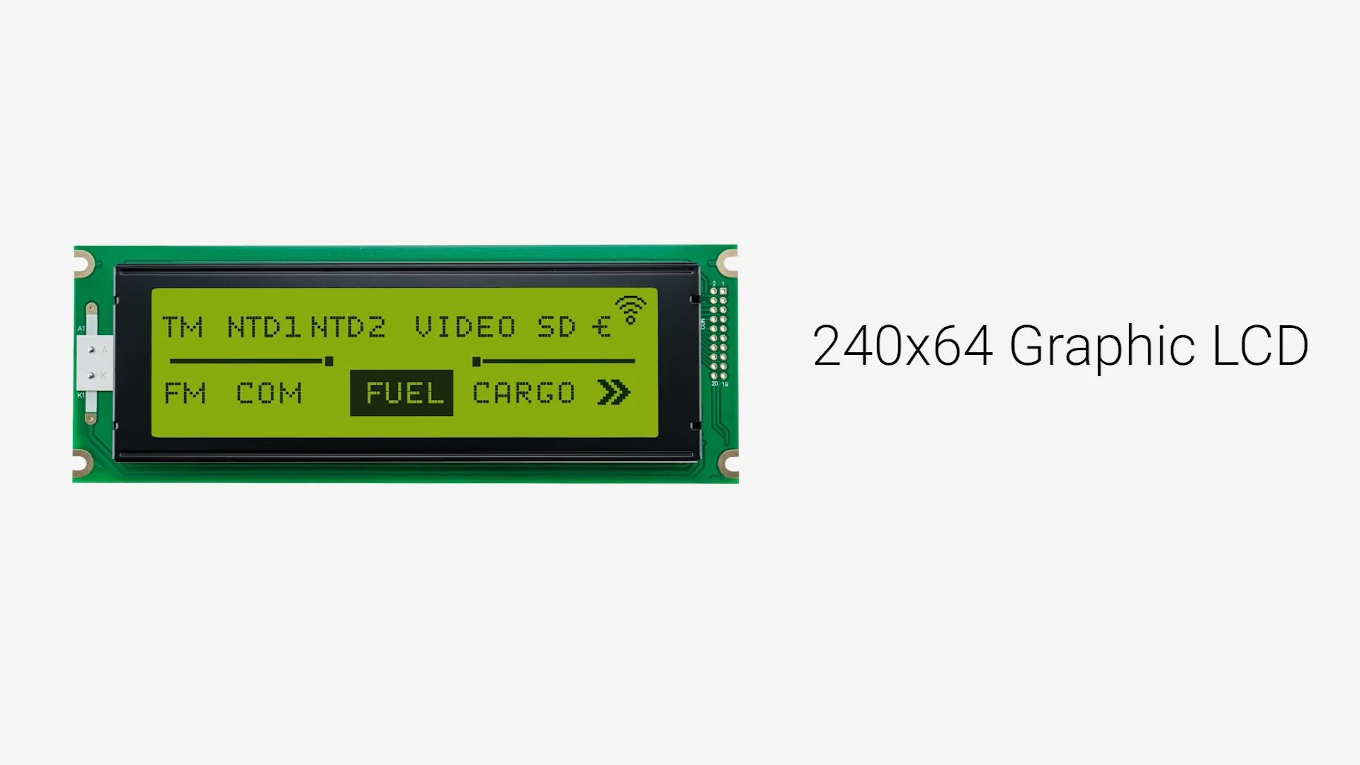 240x64 Graphic LCD Module | STN+ Yellow-Green Display with Yellow