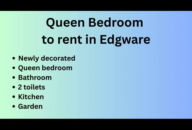 Queen Room Newly Decorated - Edgware Main Photo