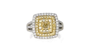 C. 2000 Vintage Effy 2.00 ct. t.w. White and Yellow Diamond Cluster Ring in 18kt Two-Tone Gold