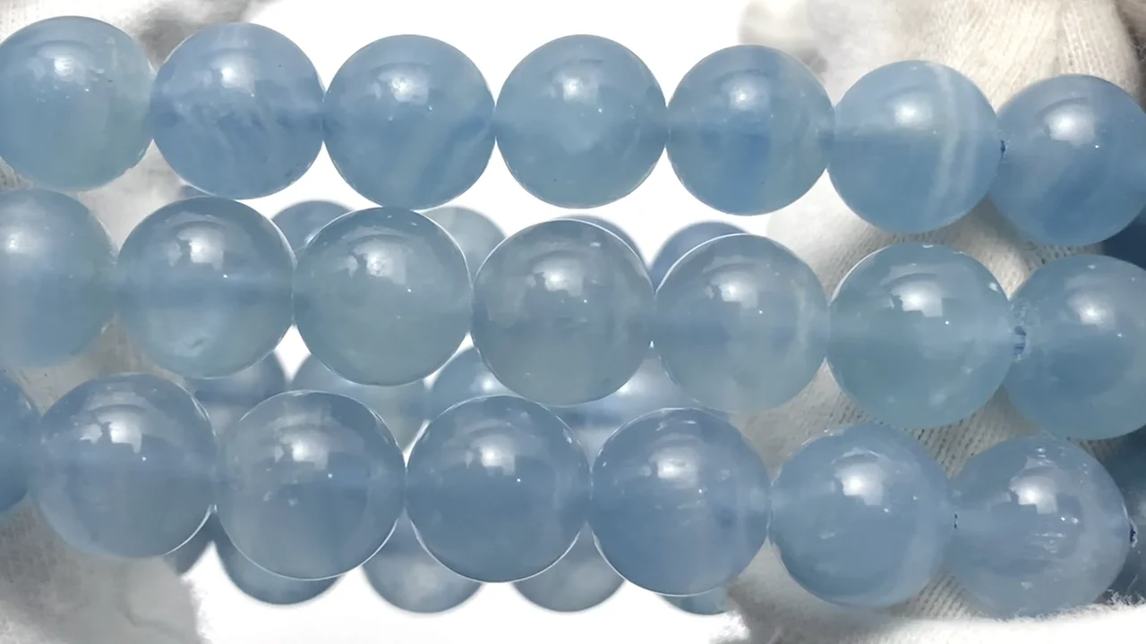 天然ブルーカルサイト ラウンド8mm ブレスレット｜天然石ビーズ