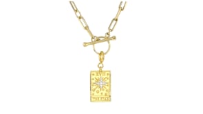 18kt Gold Over Sterling The Star Tarot Card Charm with Diamonds