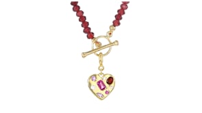 .57 ct. t.w. Multi-Gemstone Heart Charm in 18kt Gold Over Sterling