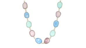 Pink and Tonal Blue Chalcedony Necklace in 18kt Gold Over Sterling