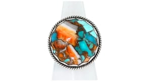 Round Turquoise Ring in Sterling Silver