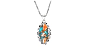 Marquise Turquoise Pendant Necklace in Sterling Silver
