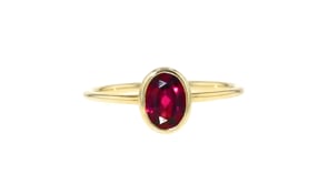 1.00 Carat Bezel-Set Rhodolite Garnet Ring in 14kt Yellow Gold