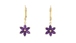 1.60 ct. t.w. Amethyst Flower Drop Earrings in 18kt Gold Over Sterling