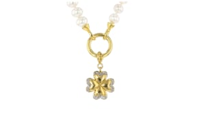 .10 ct. t.w. Diamond Clover Charm in 18kt Gold Over Sterling