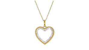 .25 ct. t.w. Diamond Beaded Heart Pendant Necklace in 18kt Gold Over Sterling