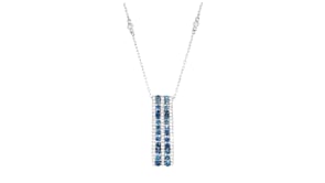 .75 ct. t.w. Blue and White Diamond Striped Pendant Necklace in 14kt White Gold